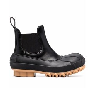 Stella McCartney Duck rubber-trimmed faux leather Chelsea boots BLACK 39